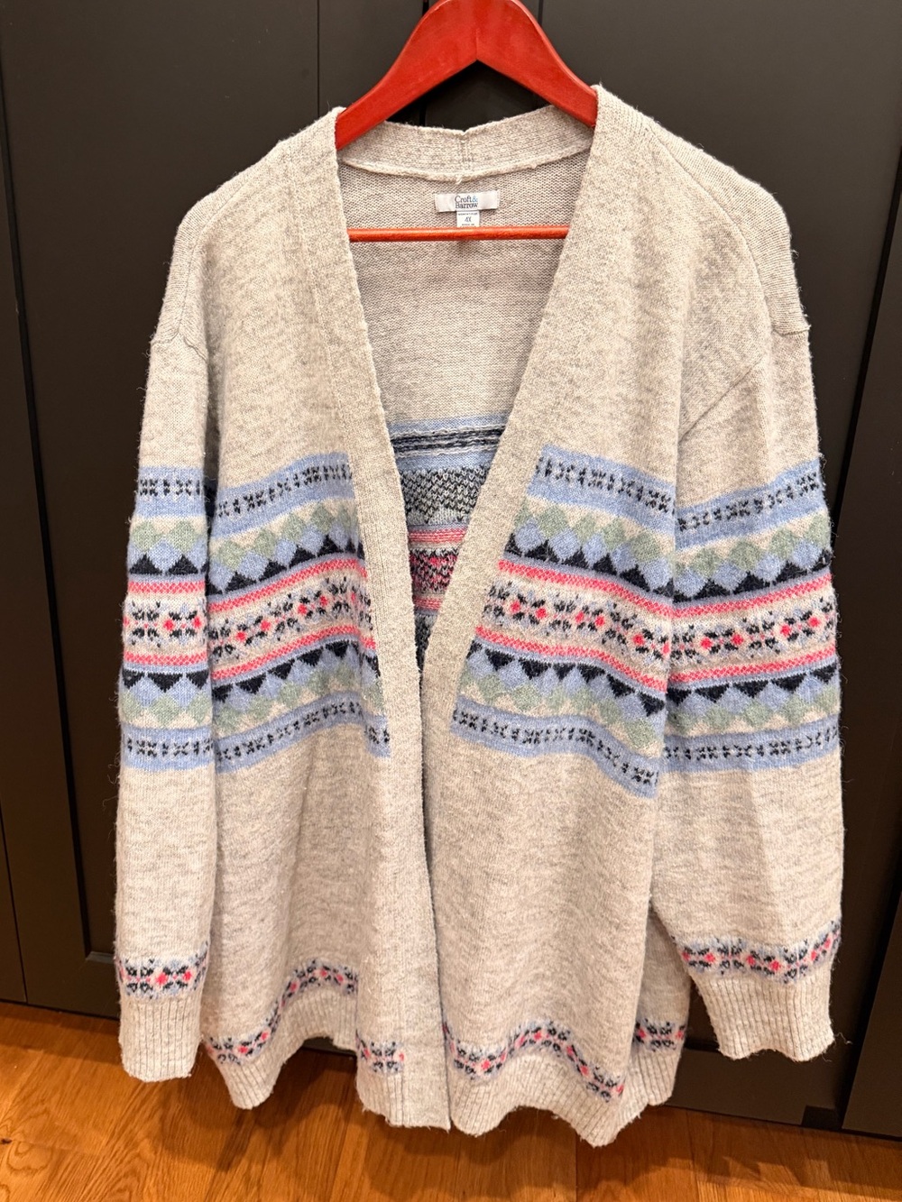 Croft & Barrow Plus 4X Fair Isle Open Front Cardigan
